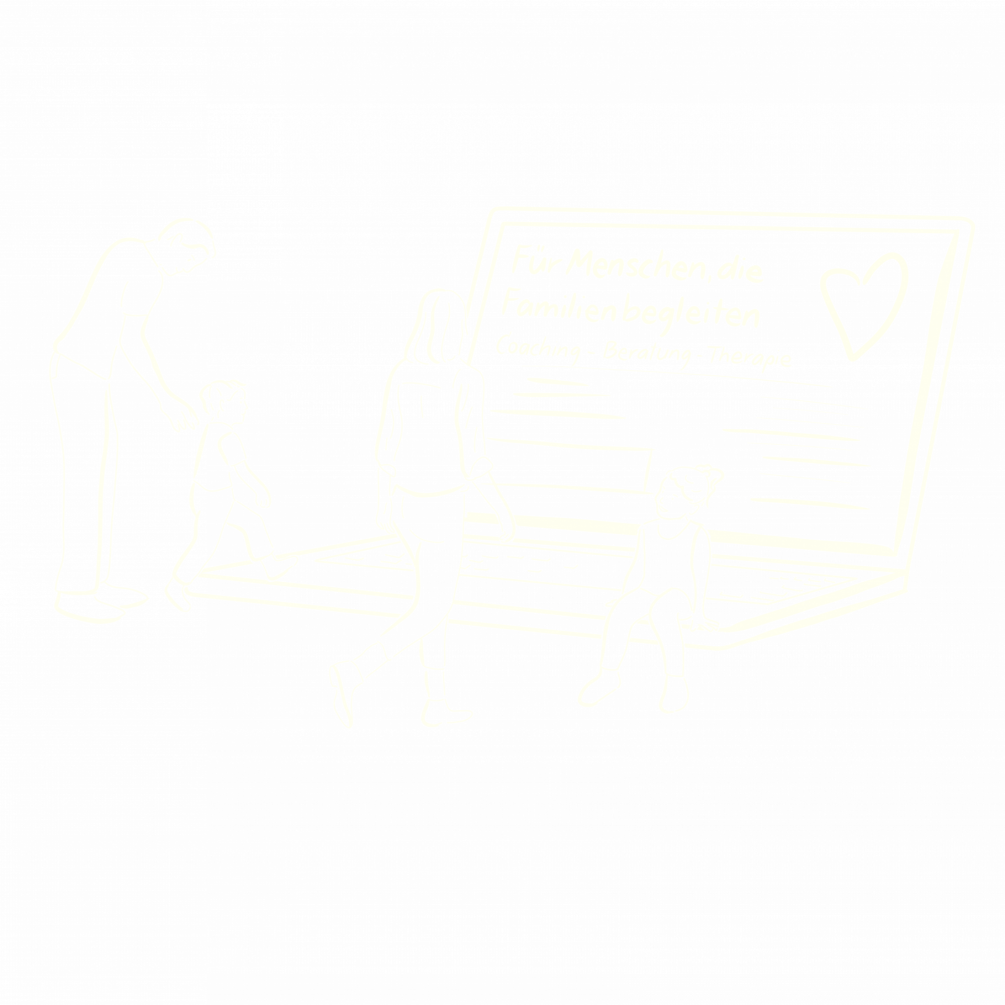 uniquewebdesigns - Illustration: Familie steigt gemeinsam in einen Laptop. Symbol für Verbindung zwischen Onlinepräsenz und Begleitung von Familien.